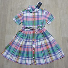 Polo Ralph Lauren Girl's 6 Cotton Madras Shirt Dress Pink Plaid SS NWT
