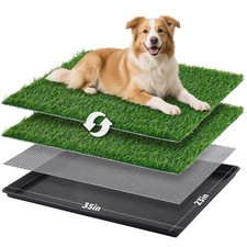 LOOBANI 35x23in Large Dog Litter Box: Grass Pad with L-35"x23", Green