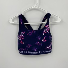 Under Armour Sports Bra Compression Lightweight Floral Purple Size XL Womens