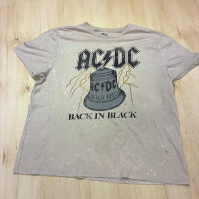 AC/DC Shirt Mens XL Beige Hells Bells Back In Black Band Graphic Tee T-Shirt