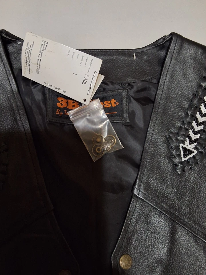 Chaleco de cuero occidental 3B West para hombre - talla L NOMBRE DEL PRODUCTO PAUL NUEVO CON ETIQUETAS Foto 4 de 4