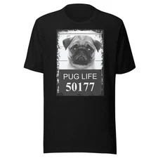 Pet Lover T-Shirt Pug Life Short Sleeve 100% Ultra Soft Cotton Unisex  Crew Neck