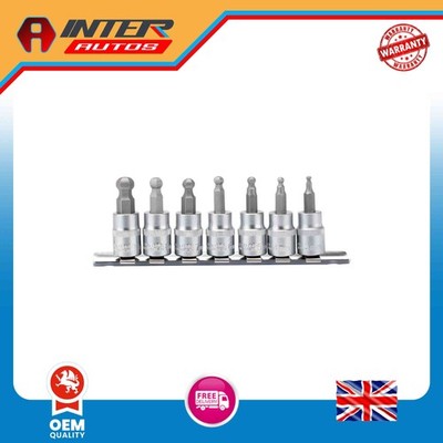 Draper Expert Ball-end Hex. Socket Bit Set, 3/8'' Sq. Dr., 48mm (7 Piece) 16296