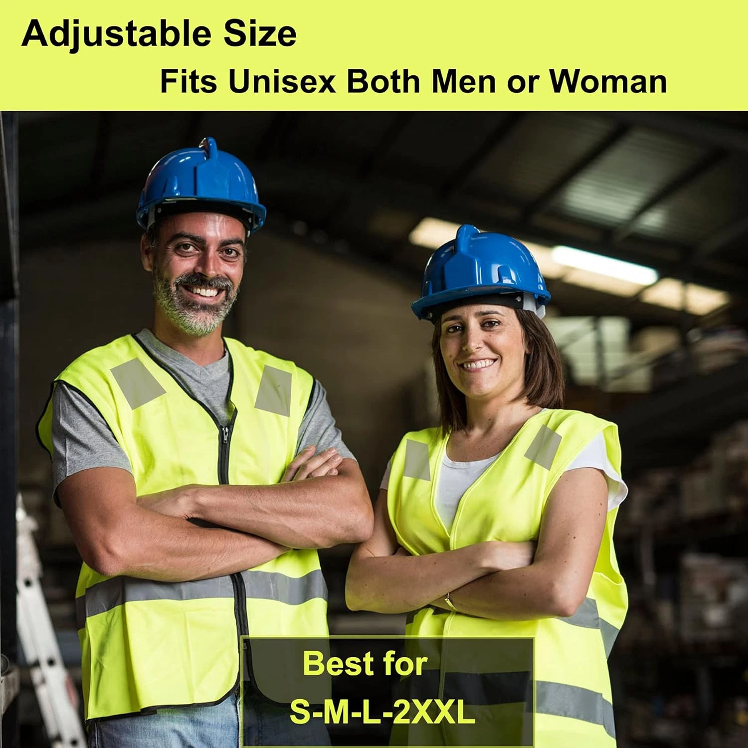 Safety Vests 10 Pack - Yellow Reflective High Visibility Construction ANSI image 3