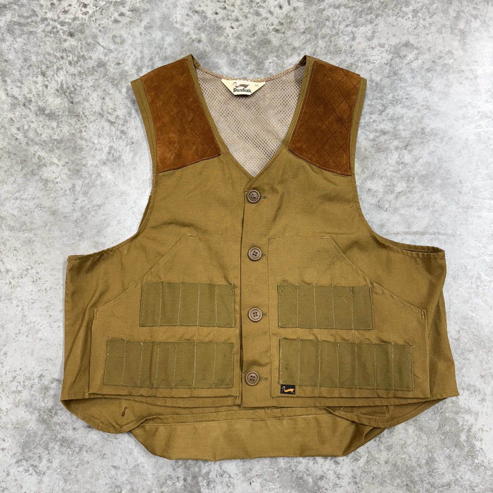 Duxbak Vest Mens XL Brown Canvas Quilted Shooting Hunting Outdoor Utility Field