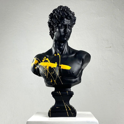 David Paint Splash Art Sculpture, Modern Michelangelo Italian Statue Table Decor