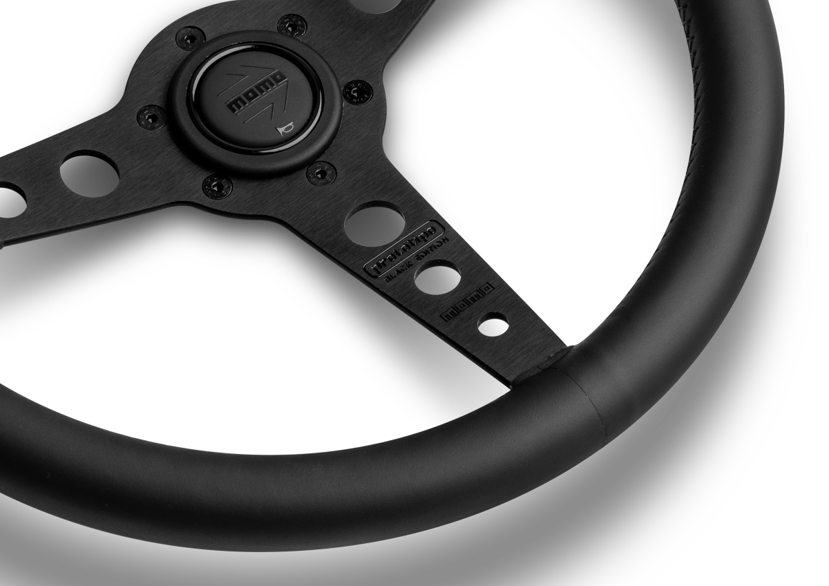 Genuine MOMO Prototipo Black Edition Black Leather 350mm Steering
