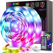 ZOZOO 100ft Led Lights for Bedroom(2 Rolls of 50ft), Smart RGB Led Strip Ligh.