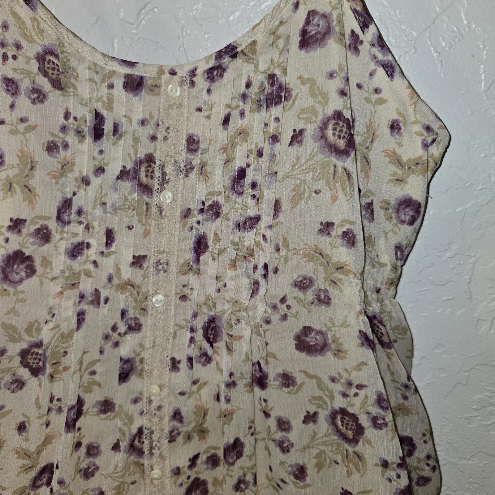 Decree Spaghetti Strap Tank Adjustable Floral Shi… - image 2
