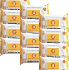 Boulder Clean Disinfecting Wipes, Sugared Lemon Scent, Plant Based (12 Packs)