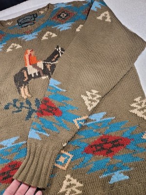 トップス 00s Ralph Lauren native henry neck knit Ralph Lauren Polo Country Native American Chief Sweater Hand Knit