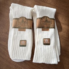 VTG Socks Cotton Nylon Blend NOS 9-11 Crew 80s 90's White Thick Soft 2 Pairs