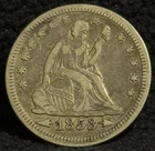 1853 United States Seated Liberty Quarter Silver 25C Coin