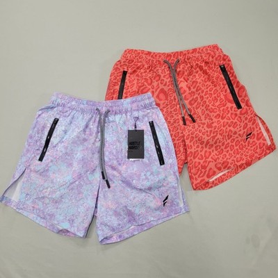 Flag Nor Fail Apex Men s Small Lot 2 Athletic Shorts Red Leopard Purple Splatter