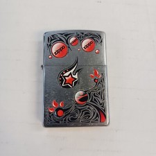 New ZIPPO Lighter Chrome Red Stars & Plane Made in USA