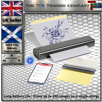 PokeLabel Tattoo Schablonendrucker M08F - WLAN Thermodrucker für Tattoo, blau