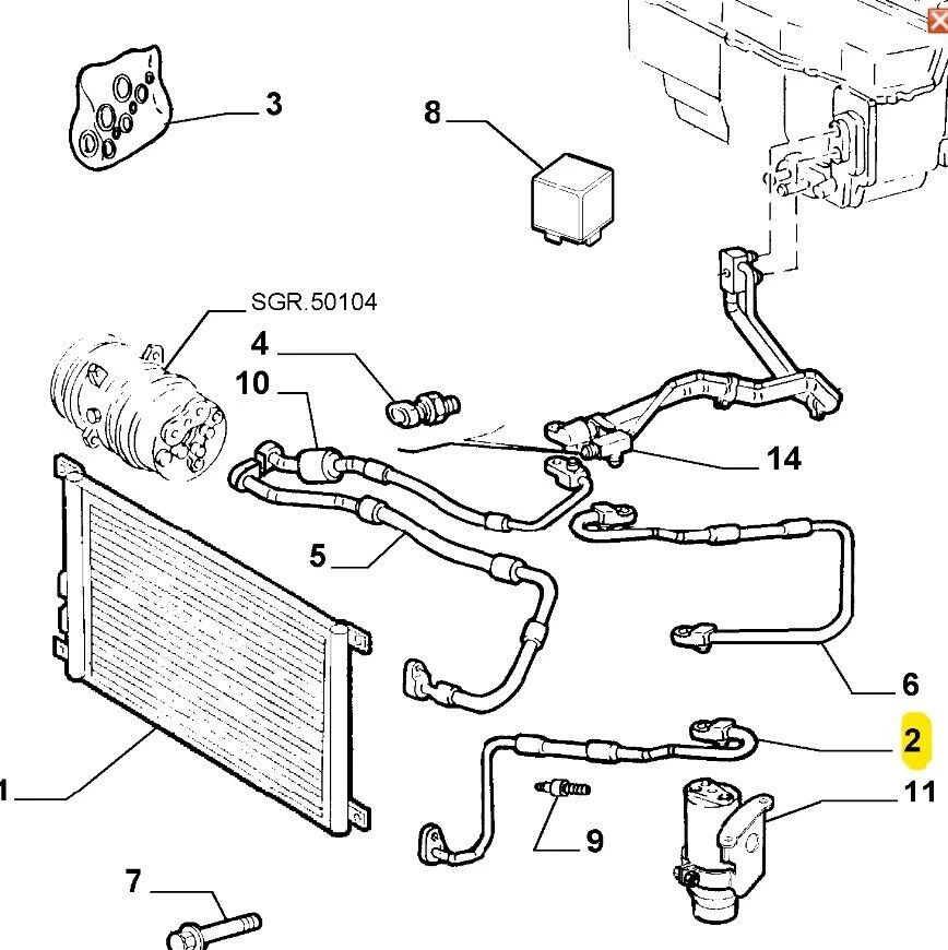 Alfa Romeo GTV Spider Air Conditioning Condenser hose 60657911 New Genuine - Imagen 4 de 4
