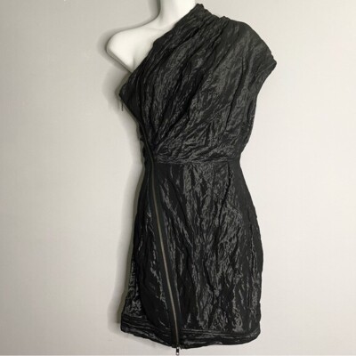 All Saints Womens One Shoulder Italian Cloth Mini Dress Black /Gray Size  US6 | eBay