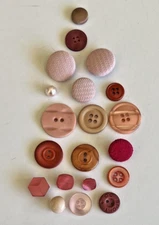 20 Various Vintage ? Pink Mauve Burgundy 2 & 4 Hole & Shank Buttons Craft Sewing