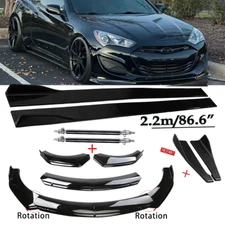 For Hyundai Genesis Coupe Front Bumper Lip Spoiler Side Skirt Rear Gloss Black