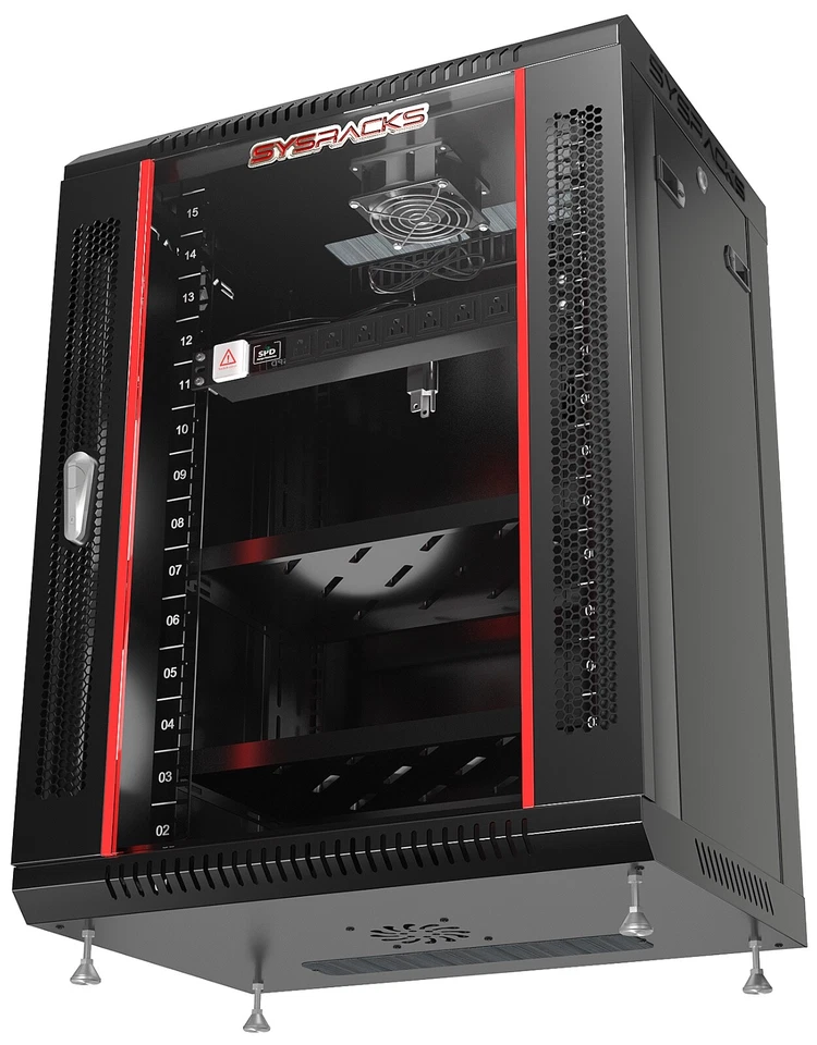 Gabinete de rack de servidor de red de datos de TI de montaje en pared para racks de 15U 18" de profundidad Foto 3 de 4