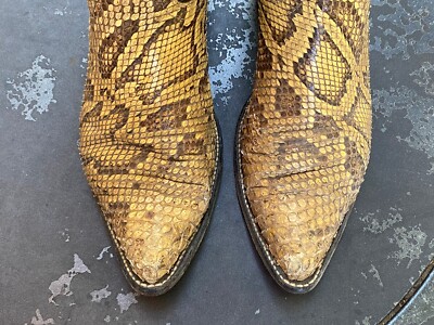 Justin Python Snakeskin Cowboy Western Boots Mens Size 8 D  display picture 3