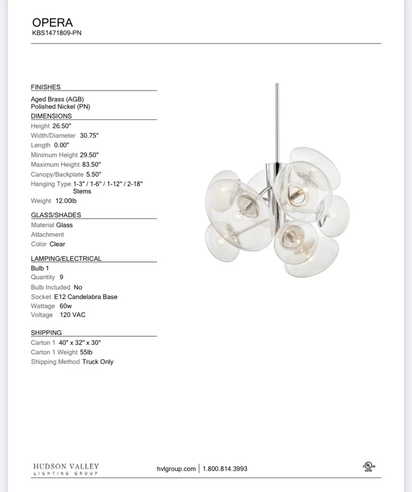 Lámpara de araña Hudson Valley Lighting moderna Foto 4 de 4