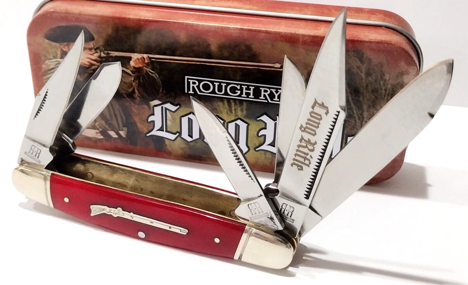 Rough Rider Red Bone Handle 6 Blade Stockman Camping Folding Pocket Knife EDC - Image 3 of 4