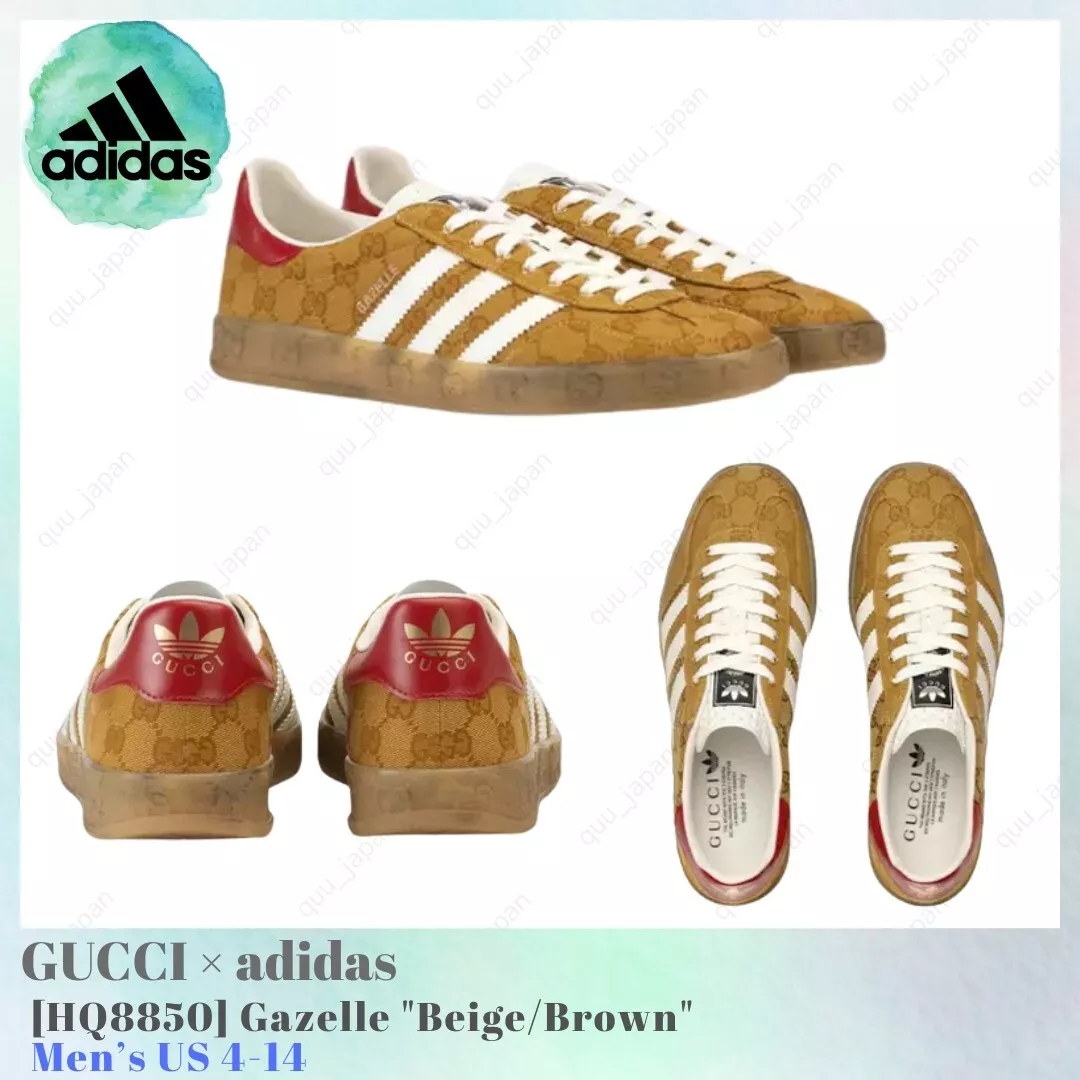 GUCCI × adidas Gazelle Beige/Marron HQ8850 Homme US4 14 Neuf