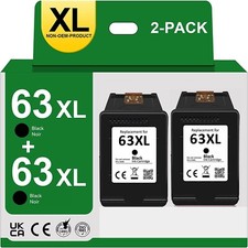 2PK Black Ink Cartridge For HP 63XL 63 XL Envy 4520 Officejet 3830 4650 F6U64AN