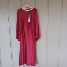 Mac Duggal Ieena Crystal Beaded Evening Dress Size 10 Puff Sleeve In Wine 27350