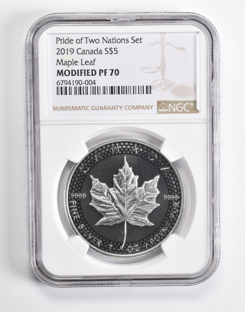 ゆきゆき専用　2019年 カナダ 5ドル メイプルリーフ NGC PF70 2019 Canada 5 Dollar Silver Pride of Two Nations Set Modified PF70