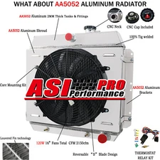 For 49~54 CHEVY BEL CAR AIR SEDAN COUPE V8 3 Row Aluminum Radiator+Shroud Fan US