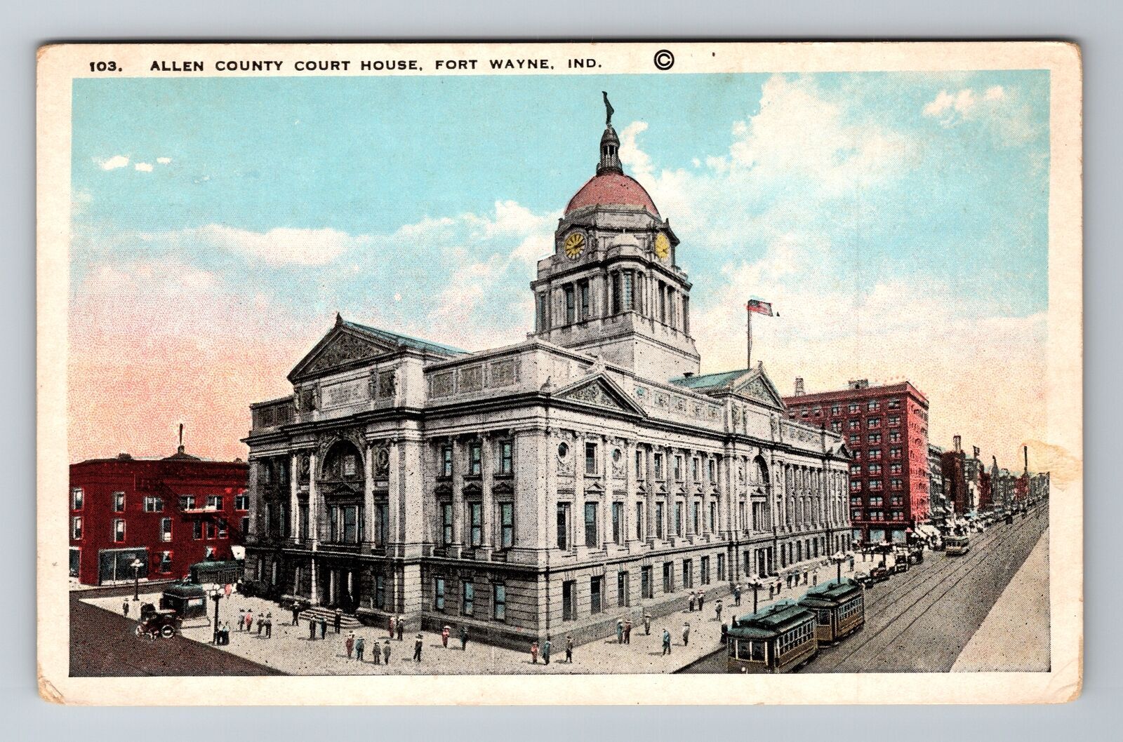 Fort Wayne IN-Indiana, Allen County Court House, Antique, Vintage Postcard