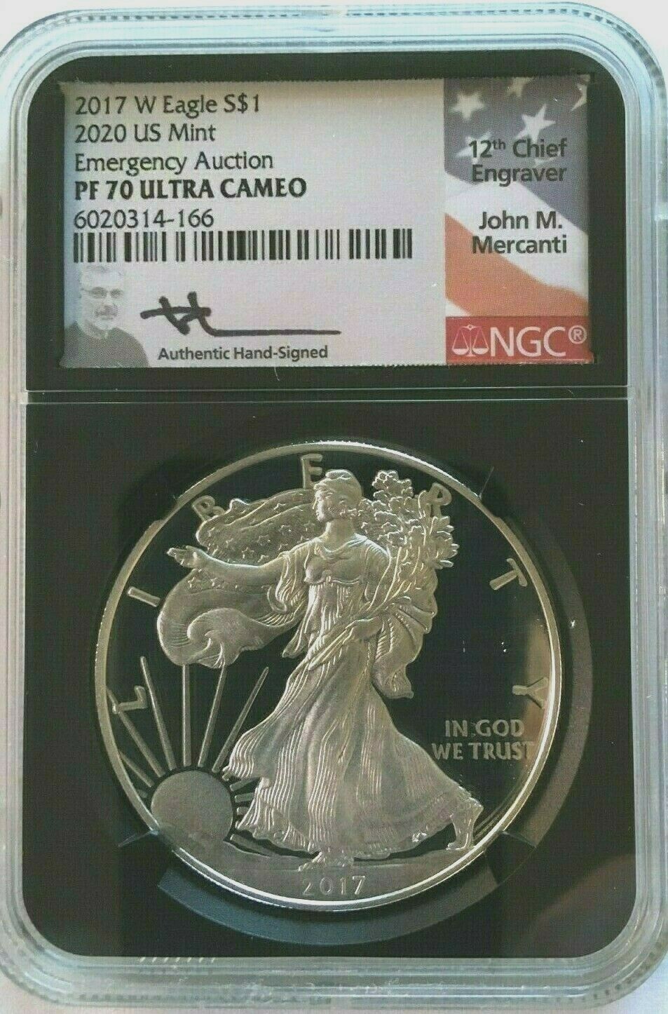 2017W 1 SILVER EAGLE 2020 U.S. MINT EMERGENCY AUCTION NGC PF70
