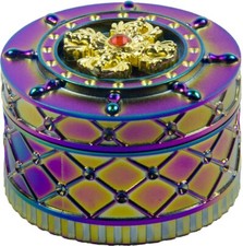 Trituradora de especias de hierbas girables con tapa para molinillo de tabaco de 2,5" 4 piezas arco iris