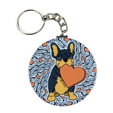Black and Tan French Bulldog Keychain Valentines Day Dog Gifts and Accessories