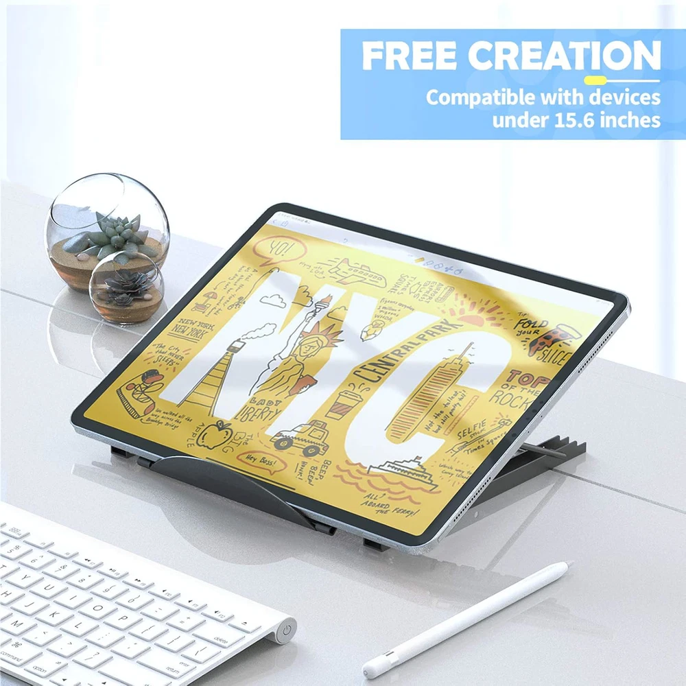 Laptop Stand for Desk, Foldable Portable Ventilated Desktop Laptop Holder, Tray