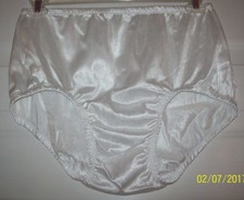 WHITE NYLON TRICOT POCKET PANTIES  ENCASED ELASTIC  Briefs  MEN 30 - 44" L