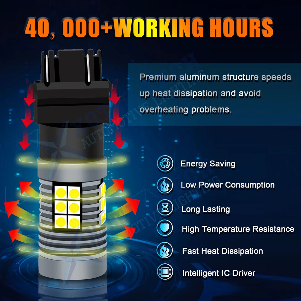 LED 3057 3157 Blanco Legal Freno Estroboscópico Respaldo Bombillas de Luz Inversa Flash a SÓLIDO Foto 2 de 4