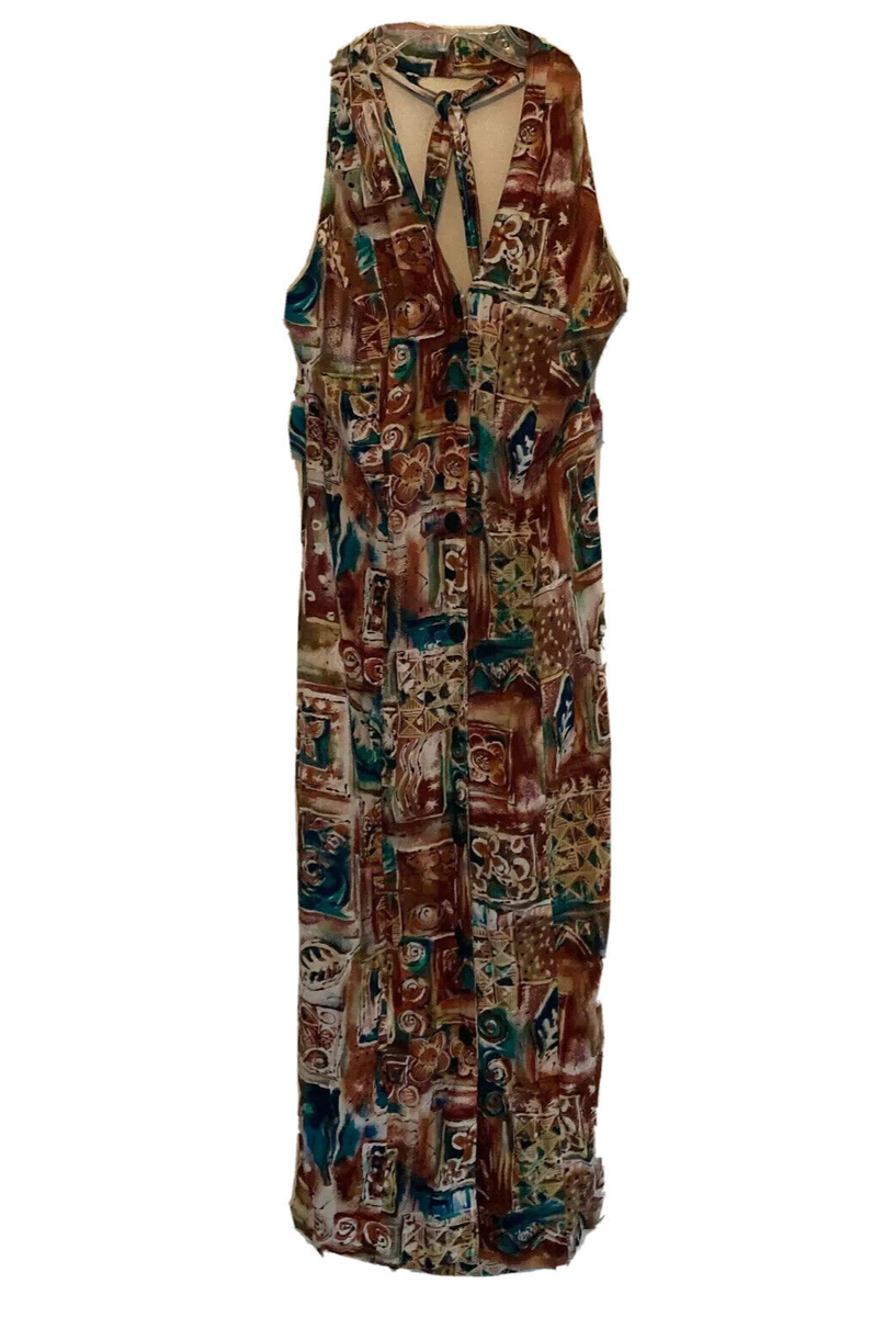 VTG Halter Geometric Maxi Dress Button Down Strappy Open Back 9 USA 90s | eBay VTG Halter Geometric Maxi Dress Button Down Strappy Open Back 9 USA 90s | eBay
