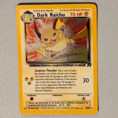 Dark Raichu 83/82 Team Rocket Holo Foil Secret Rare Y2k 2000