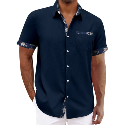 Camisa hawaiana para hombre vintage con botones camisas de boliche manga corta tops - Imagen 24 de 51