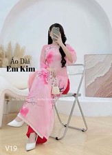 Pink 3D Beaded Collared Ao Dai Set  V19  Ao Dai Viet Nam  Pre-made Vietnamese