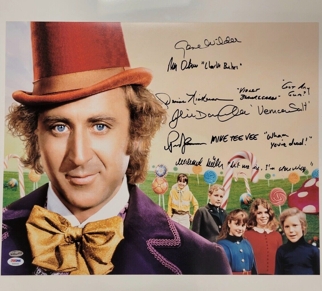 Gene Wilder Autographed Signed & Willy Wonka Kids X6 Cast 16X20 Photo + Quotes ~ PSA/DNA COA 