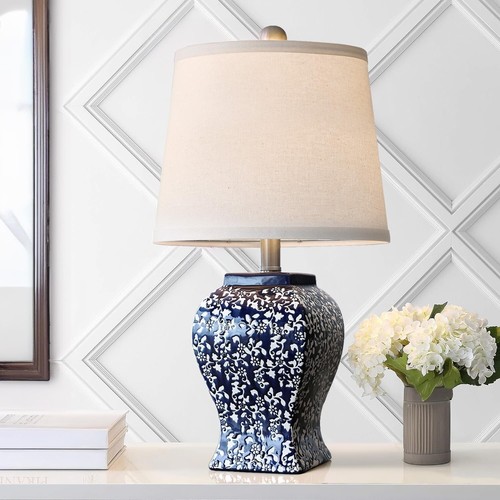 PoKat 20.75'' Chinoiserie Table Lamp, Classic Ceramic Lamp for Bedroom