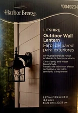 Harbor Breeze Litshire 13.5"x5.87"  Oil-Rubbed Bronze Outdoor Wall Light Lantern