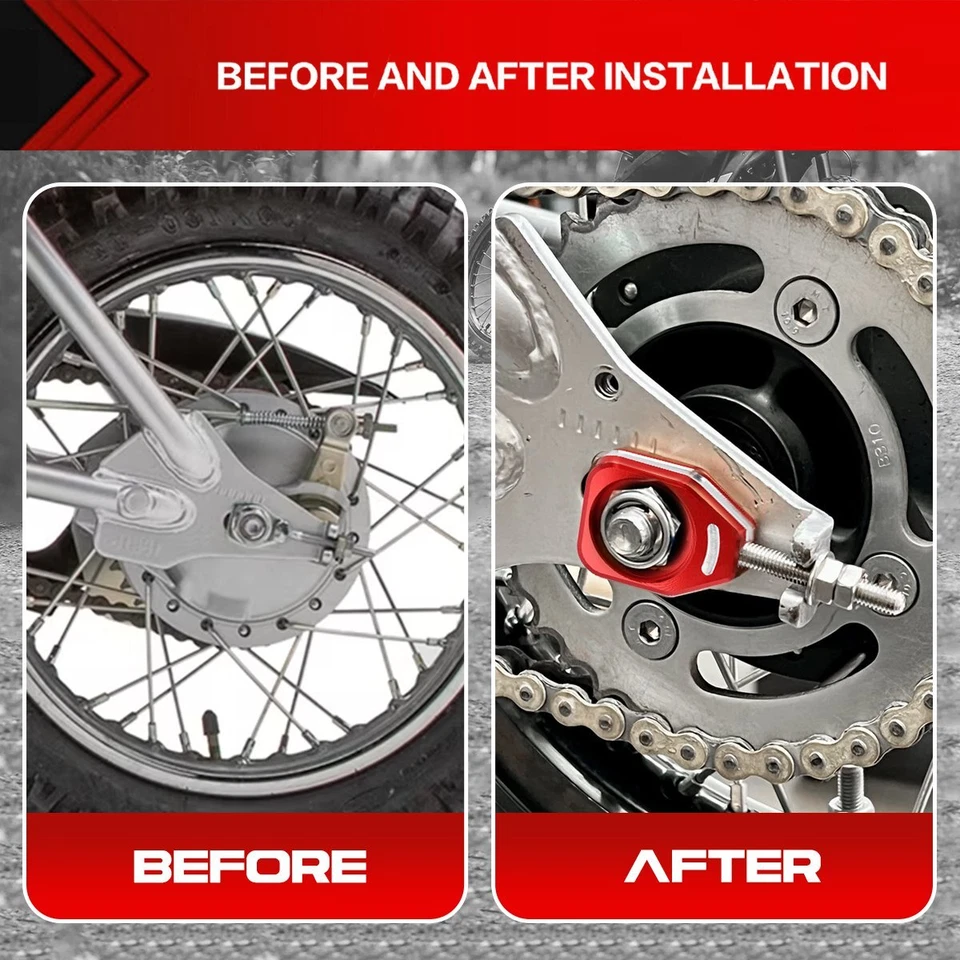 2PCS Rear Chain Adjuster Tensioner Billet Aluminum For HONDA CRF110F 2013-2023 Foto 2 de 4