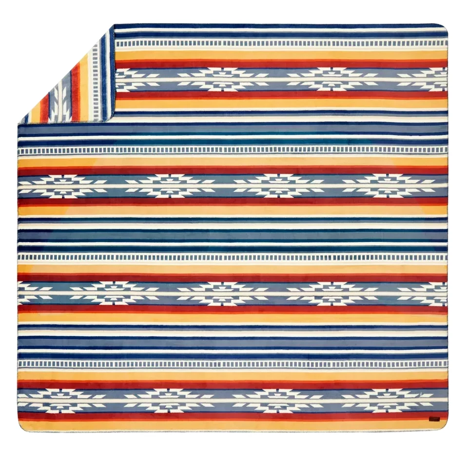 Pendleton Soft Plush Blanket Saltillo Stripe Queen 98" x 92" Colorful Print New - Image 2 of 4