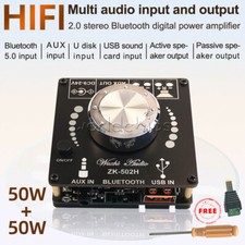 HIFI Bluetooth 5.0 USB TPA3116D2 Digital Power Amplifier Board 50WX2 Stereo AMP